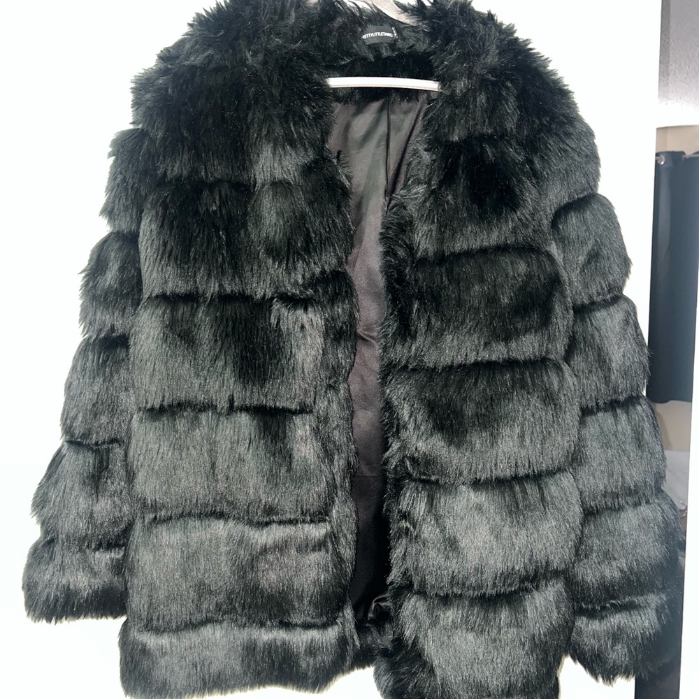 PrettyLittleThing Black Faux Fur Jacket